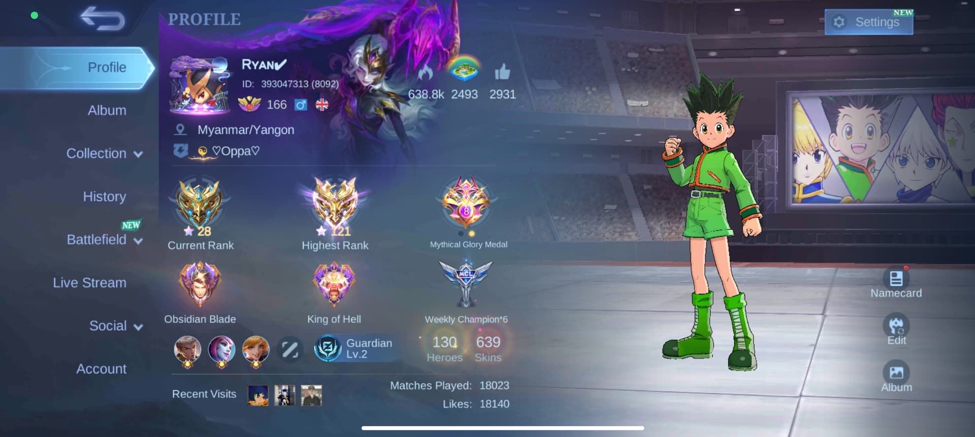 Mobile Legends account preview