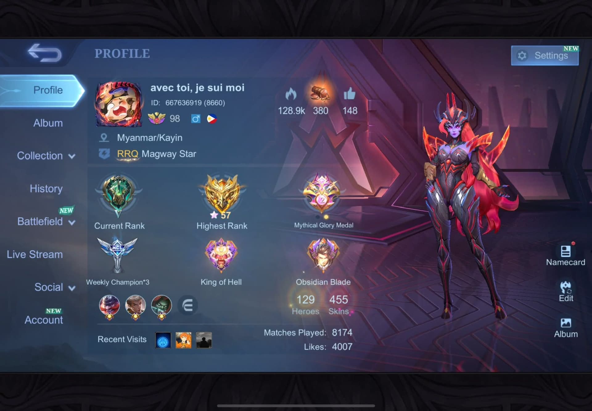 Mobile Legends account preview